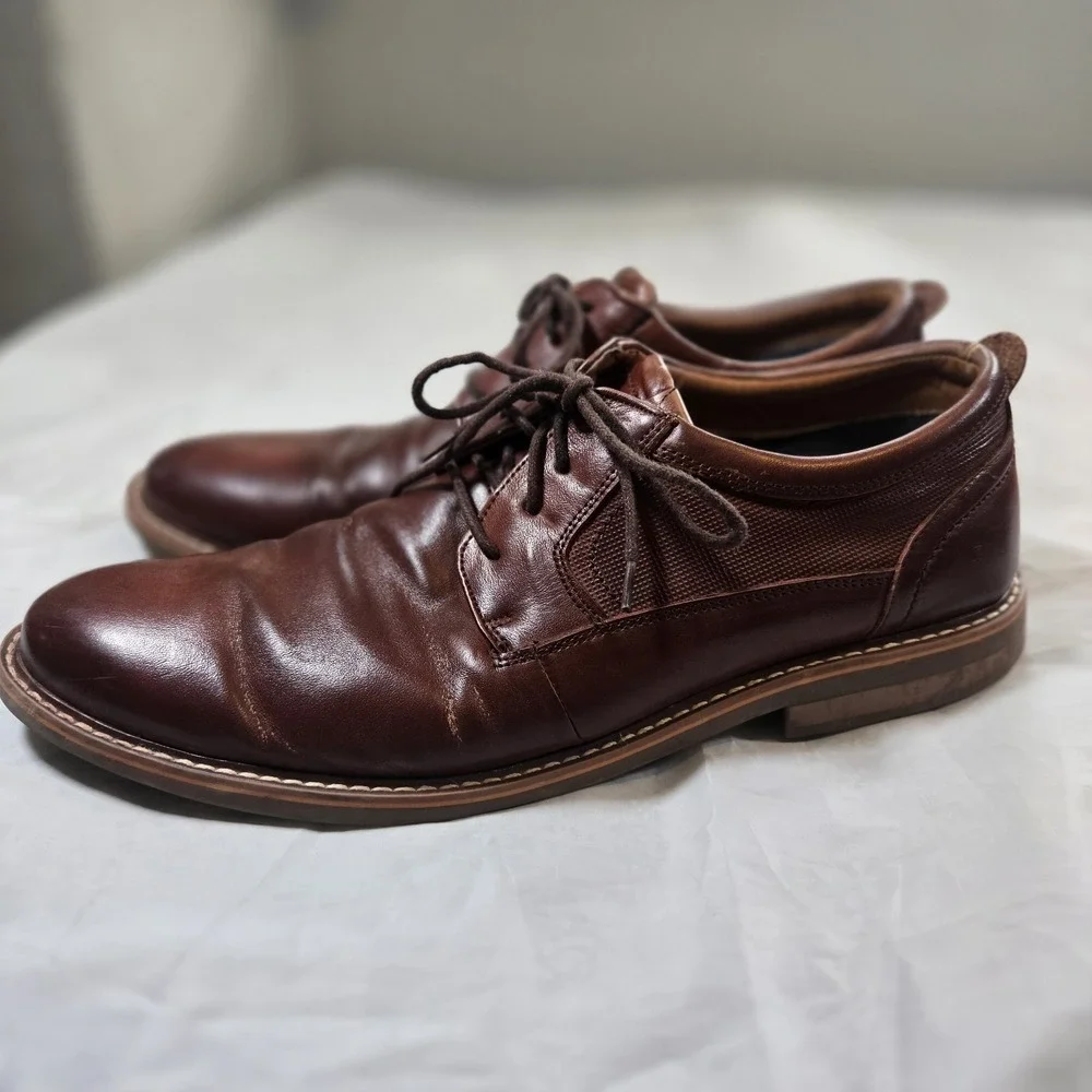 Steve Madden Oakes Men's Brown Leather Derby Dress Shoes Size 13 Lace Up Comfort
